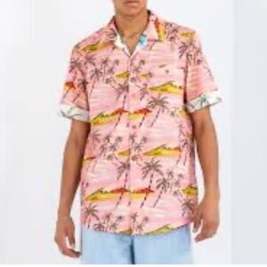 Scotch & Soda Pink Aloha Button Down Shirt Size M NWT